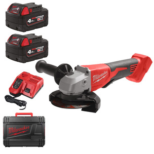 Milwaukee M18BLSAG115XPD-402X 18v Brushless 115mm Angle Grinder With Paddle Switch Kit - 2 x 4.0ah Batteries