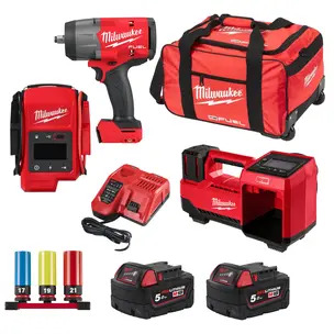 Milwaukee 3 Piece M18 Automotive Tool Kit - 2 x 5.0Ah Batteries, Charger & Tool Bag