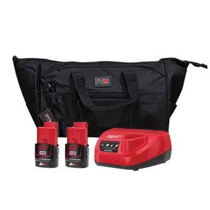 Milwaukee M12 2.0ah Energy Pack In PTM Bag - 2 x M12B2 2.0ah Batteries, Charger with PTM Bag