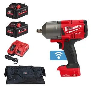 Milwaukee M18ONEFHIWF12-0 One-Key Fuel Brushless High-Torque 1/2" Impact Wrench with Friction Ring Kit - 2 x 5.5ah High Output Batteries