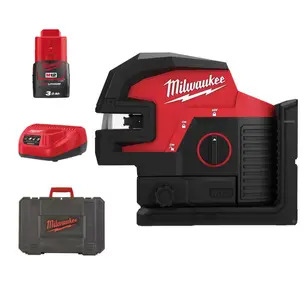 Milwaukee M12CLL4P-301C 12v Cross Line Laser with 4 Points Kit - 3.0ah Battery