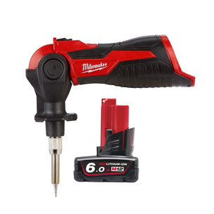 Milwaukee M12SI-0 12V Cordless Soldering Iron (Body Only) & 6.0Ah Battery 
