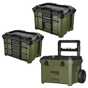 Bunker Load-Up 3 Piece Set - 3 Drawer & 2 Drawer Tool Boxes & Rolling Tool Box