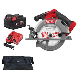Milwaukee M18FCS552-0 18v Fuel 165mm Circular Saw Kit - 5.0ah Battery, Charger & Medium PTM Bag