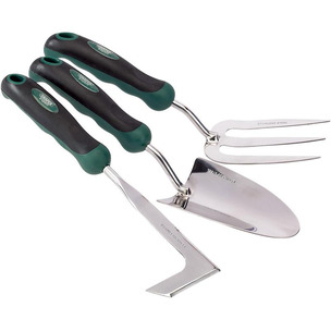 Draper Stainless Steel Soft Grip Hand Fork & Trowel & Weeder Garden Tool Set