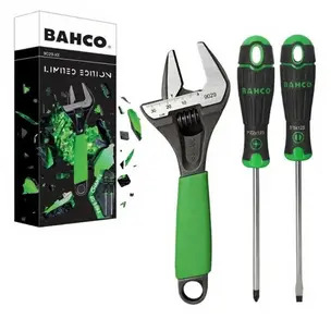Bahco 9029-XE Green ERGO Adjustable Wrench 6" Extra Wide Opening 32mm Limited Edition & 2 Screwdrivers
