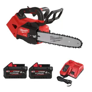Milwaukee M18FTHCHS30-802 18v Fuel 30cm Top Handle Chainsaw Kit - 2 x 8.0ah Forge Batteries & Charger