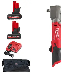 Milwaukee M12FRAIWF12-502X 12V Fuel 1/2" Right Angle Impact Wrench Kit -2 x 5.0ah High Output Battery, Charger & PTM Bag
