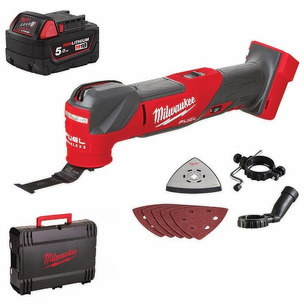 Milwaukee M18FMT-0X 18V Fuel Multi-Tool with Case (Body Only) & M18B5 5.0Ah Battery 