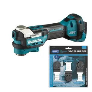 Makita DTM52Z 18V Brushless LXT Multi-Tool Naked & Smart ST3MAK 3 Piece 32mm Multi Tool Blade Set 