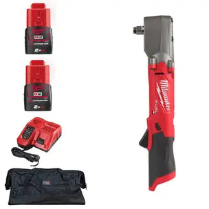 Milwaukee M12FRAIWF12-202X 12V Fuel 1/2" Right Angle Impact Wrench Kit - 2 x 2.0ah Battery, Charger & PTM Bag