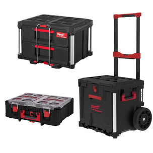 Milwaukee 4932498651 Rolling Drawer, 4932472129 2 Drawer Tool Box & 4932478625 Deep Organiser