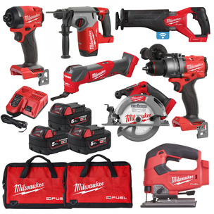 Milwaukee 7 Piece M18 Fuel Brushless Tool Kit- 3 x 5.0ah Batteries