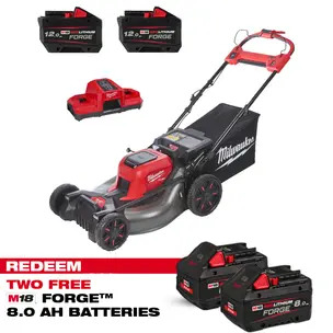 Milwaukee M18F2LM53-122 18v Fuel Dual Battery 53cm Self Propelled Lawn Mower Kit with Forge Batteries (CLAIM 2 FREE 8.0AH FORGE BATTERIES VIA MILWAUKEE REDEMPTION)