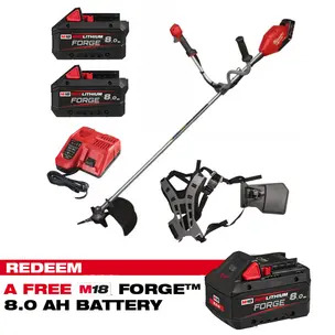 Milwaukee M18FBCU-802 18v Fuel Brush Cutter Kit - 2 x 8.0ah Forge Batteries  (CLAIM FREE 8.0AH FORGE BATTERY VIA MILWAUKEE REDEMPTION)