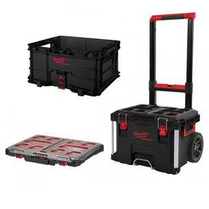 Milwaukee 4932464078 PACKOUT Trolley Case With 4932471724 Crate & 4932471064 Slim Organiser Case