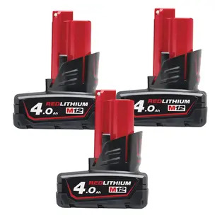 Milwaukee M12B4 12V 4.0Ah RedLithium-Ion Battery - 3 Pack