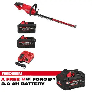 Milwaukee M18FHET75G2-0 18v 75cm Hedge Trimmer Kit - 2 x 8.0ah Forge Batteries & Charger (CLAIM FREE 8.0AH FORGE BATTERY VIA MILWAUKEE REDEMPTION)