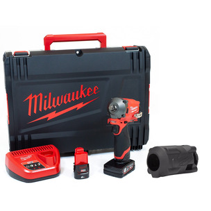 Milwaukee M12FIWF12-622X 12V Fuel 1/2" Impact Wrench Kit (1 x 6.0Ah / 1 x 2.0Ah RedLithium-Ion Batteries, Charger & Case) & Sleeve