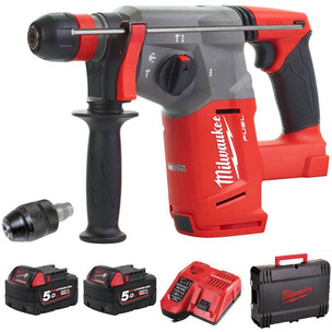 Milwaukee M18CHX-502X 18V Fuel SDS+ Hammer Drill Kit (2 x 5.0Ah RedLithium-Ion Batteries, Charger & Case