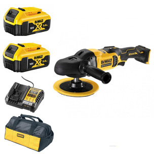 DeWalt DCM849N 18V XR Rotary Polisher Kit- 2 x 5.0ah Batteries, Charger & Bag