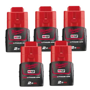 Milwaukee M12B2 12V 2.0Ah RedLithium-Ion Battery - 5 Pack