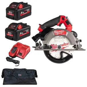 Milwaukee M18FCSDC165-0 M18 FUEL 165mm Deep Cut Circular Saw Kit 2 x 5.5ah Batteries, Charger & PTM Bag