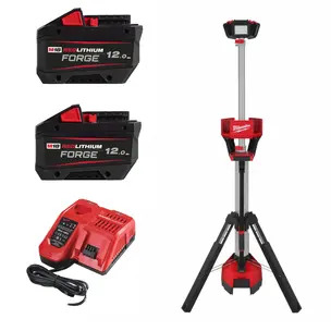 Milwaukee M18HOSALC-122 18v High Output Stand Area Light Charger Kit - 2 x 12.0ah Forge Batteries & Charger