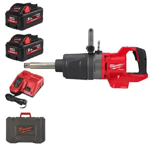 Milwaukee M18ONEFHIWF1D-0 1'' Fuel D-Handle High Torque Impact Wrench Kit - 2 x 5.5ah High Output Battery, Charger & Case