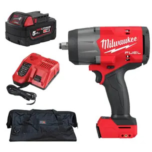 Milwaukee M18FHIW2F12-0 18v Fuel 1/2" High Torque Impact Wrench with Friction Ring Kit - 5.0ah Battery, Charger & PTM Bag