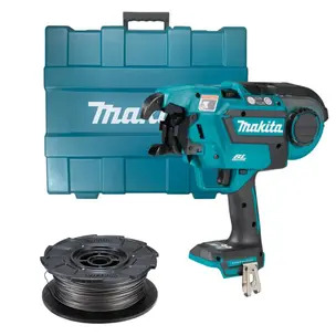 Makita DTR180ZK 18v Brushless Rebar Tying Tool Naked With Case & 199137-9 Tie Wire Set 100m Reel - 50 Piece