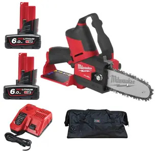 Milwaukee M12FHS 12V Fuel Hatchet Pruning Saw Kit - 2 x 6.0ah Batteries, Charger & PTM Bag