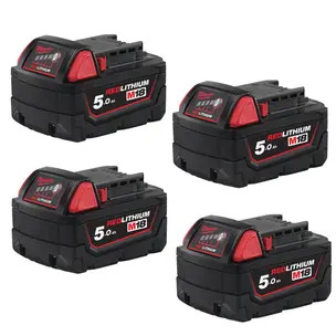 Milwaukee M18B5 18V 5.0Ah RedLithium-Ion Battery - 4 Pack