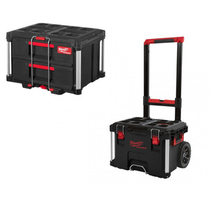 Milwaukee Packout Trolley Box and Drawer Bundle - 4932464078 Trolley Box & 4932472129 2 Drawer Toolbox