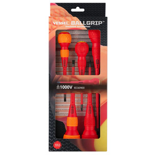 Vessel 5pc Ball Grip VDE Insulated Screwdriver Set 2005PZPBE