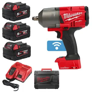 Milwaukee M18ONEFHIWF12-0 One-Key Fuel Brushless High-Torque 1/2" Impact Wrench with Friction Ring Kit - 3 x 5.0ah Batteries
