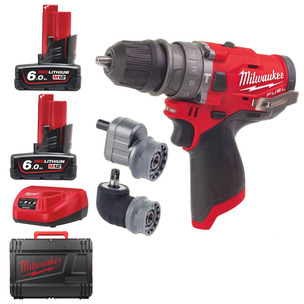 Milwaukee M12FPDXKIT-602X M12 12V Compact Percussion Drill (Removable Chuck & 2 x 6.0Ah RedLithium-Ion Batteries)