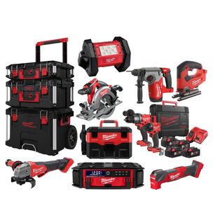 Milwaukee x PTM MONSTER 10 Piece Powertool Kit PLUS 3 Piece Packout Set - 4 x M18B5 5.0AH Batteries 