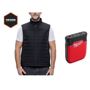 Milwaukee M12HPVBL3 M12 12v Heated Puffer Vest - Hexon Heat Technology - Naked With Heated Gear Power Source 4932492907 IRPSU3-0