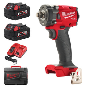 Milwaukee M18FIW2F38-502X 'FUEL' 3/8" Compact Impact Wrench Kit 2 x 5.0AH Batteries