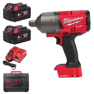 Milwaukee M18ONEFHIWF34-502X 18V One Key Fuel 3/4" Friction Ring Impact (2 x 5.0Ah RedLithium-Ion Batteries)