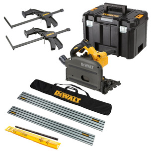 DeWalt DCS520NT 54V XR Flexvolt Plunge Saw With 2 Guide Rails, Clamps, Connector, Rail Bag & T-STAK Case