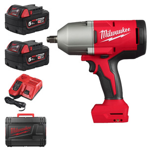 Milwaukee M18BLHIWF12-502X 18v Brushless 1/2" High Torque Impact Wrench with Friction Ring Kit - 2 x 5.0ah Batteries