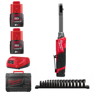 Milwaukee M12FPTR-202X 12v Fuel Inside Pass Through Ratchet Kit - 2 x 2ah Batteries