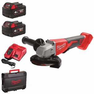 Milwaukee M18BLSAG115XPD-402X 18v Brushless 115mm Angle Grinder With Paddle Switch Kit - 2 x 4.0ah Batteries