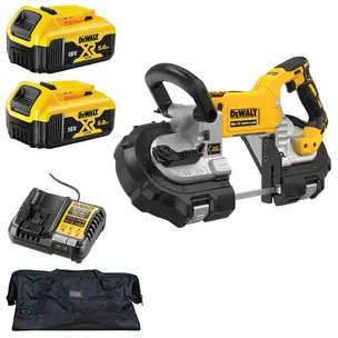 Dewalt DCS374N 18V XR Brushless Deep-Cut Band Saw Kit - 2 x 5.0ah Batteries, Charger & PTM Bag
