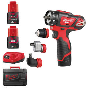 Milwaukee M12BDDXKIT-202C 12v 2x2.0Ah Lio-ion Removable Chuck Drill Driver