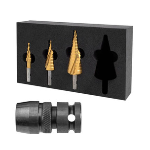 Holemaker Technology 3 Piece Impact Rated Step Drill Set 12, 22, 30MM In Foam  & 111130-012A Adaptor