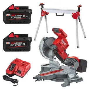 Milwaukee M18FMS254-0 18V Fuel 254mm Brushless Cordless Mitre Saw Kit - 2 x 8.0ah Batteries, Charger & MSL2000 Stand