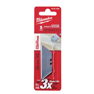 Milwaukee 48221934 Carton Utility Knife Blades (Rounded) Pack of 5